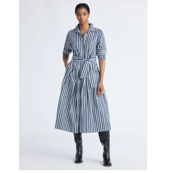 Free Assembly Dresses & Skirts - Free Assembly Belted Cotton Maxi Shirtdress With Long Sleeves